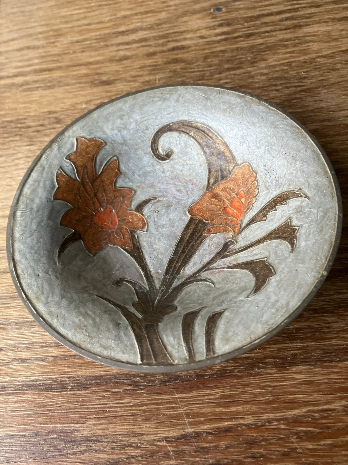 Vintage messing schaaltje met bloemmotief, Ophalen of Verzenden