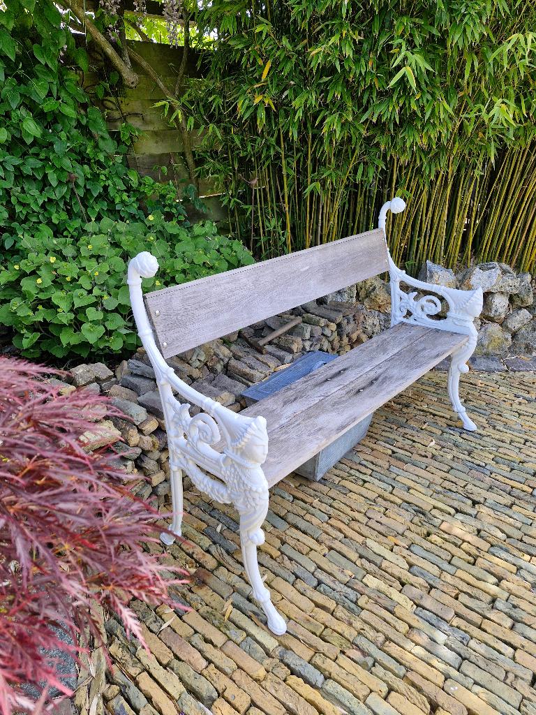 Tuinbank gietijzer parkbank antiek, Tuin en Terras, Ophalen, Gebruikt, Metaal