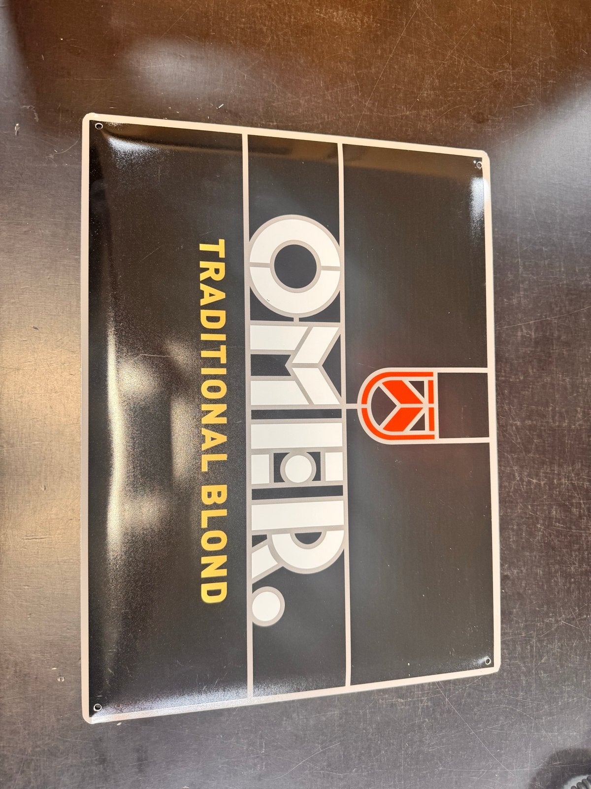Omer. Traditional Blond Tinplate Reclamebord, Ophalen of Verzenden