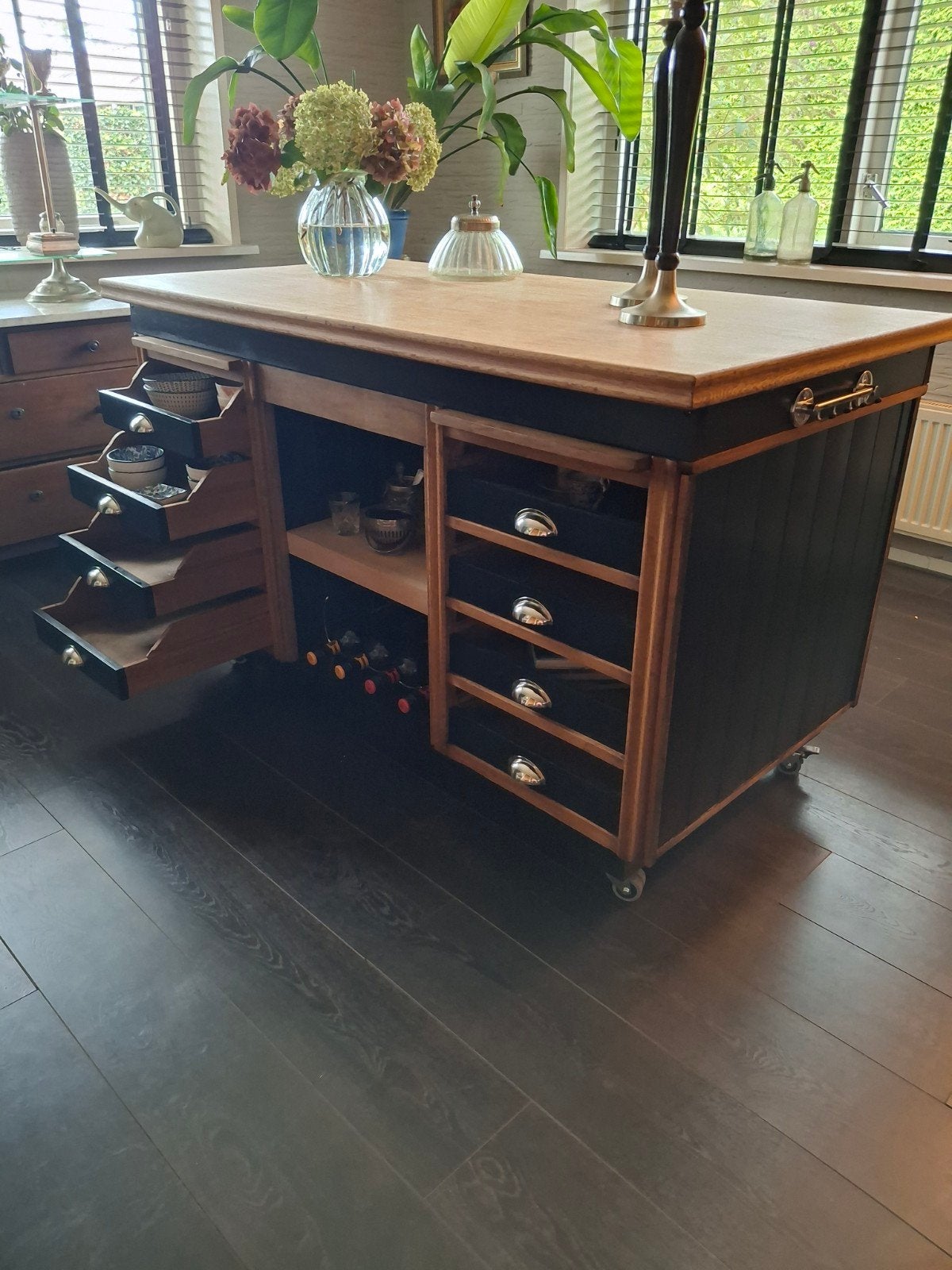 Robuust vintage 'Keuken' eiland  - Toonbank  - Roomdivider, Ophalen