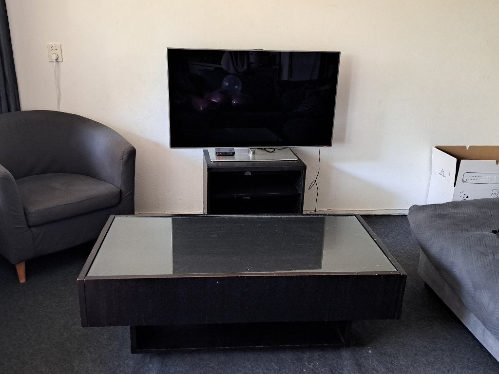 Gratis Salontafel en tv meubel donkerbruin, Ophalen, Gebruikt, 50 tot 100 cm, 100 tot 150 cm