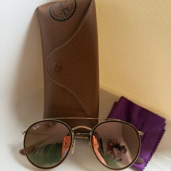 Ray-Ban RB3647N ronde zonnebril goud, spiegelglazen, Verzenden, Gebruikt, Roze, Ray-Ban