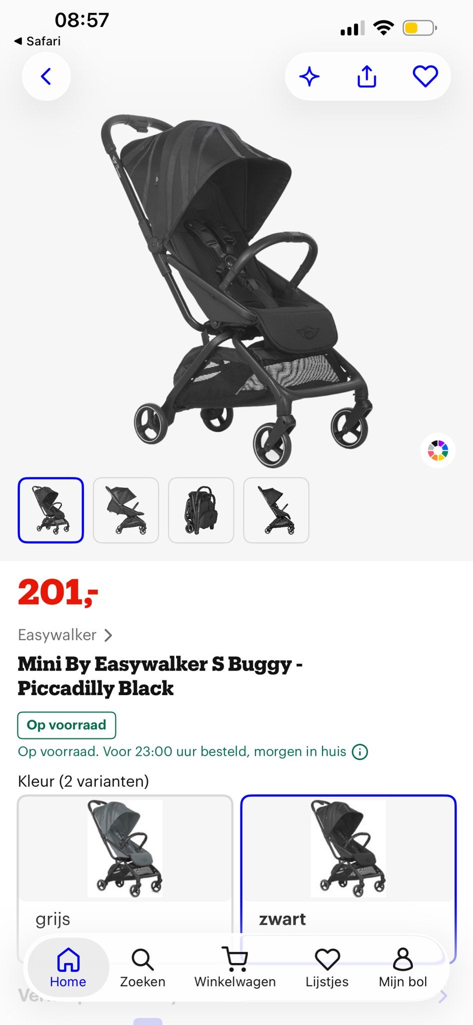 Mini By Easywalker S Buggy - Piccadilly Black, Ophalen of Verzenden, Zo goed als nieuw, Kinderwagen, Overige merken