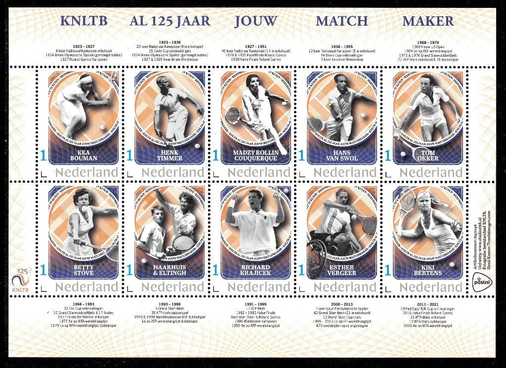 Jaar 2024 NVPH nnb 125 jaar KNLTB – 10 verschillende zegels., Postzegels en Munten, Ophalen of Verzenden, Na 1940, Postfris