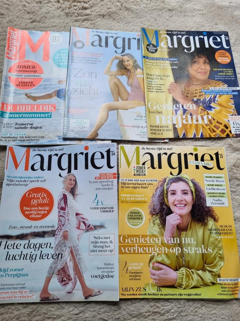 5x Margriet magazine tijdschrift - meivakantie leesvoer, Boeken, Tijdschriften en Kranten, Ophalen of Verzenden, Gelezen, Damesbladen