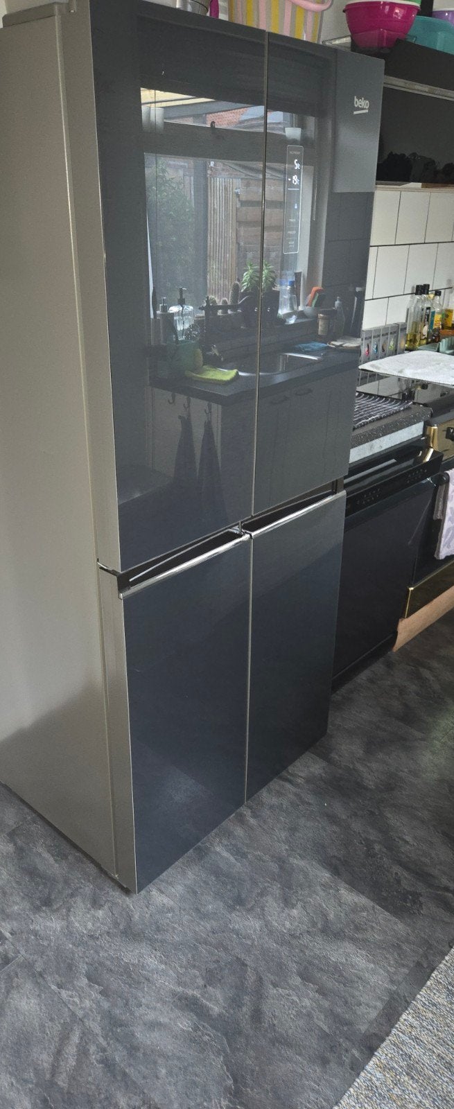 Beko amerikaanse koelvries combi, Ophalen, Gebruikt, 200 liter of meer, 60 cm of meer
