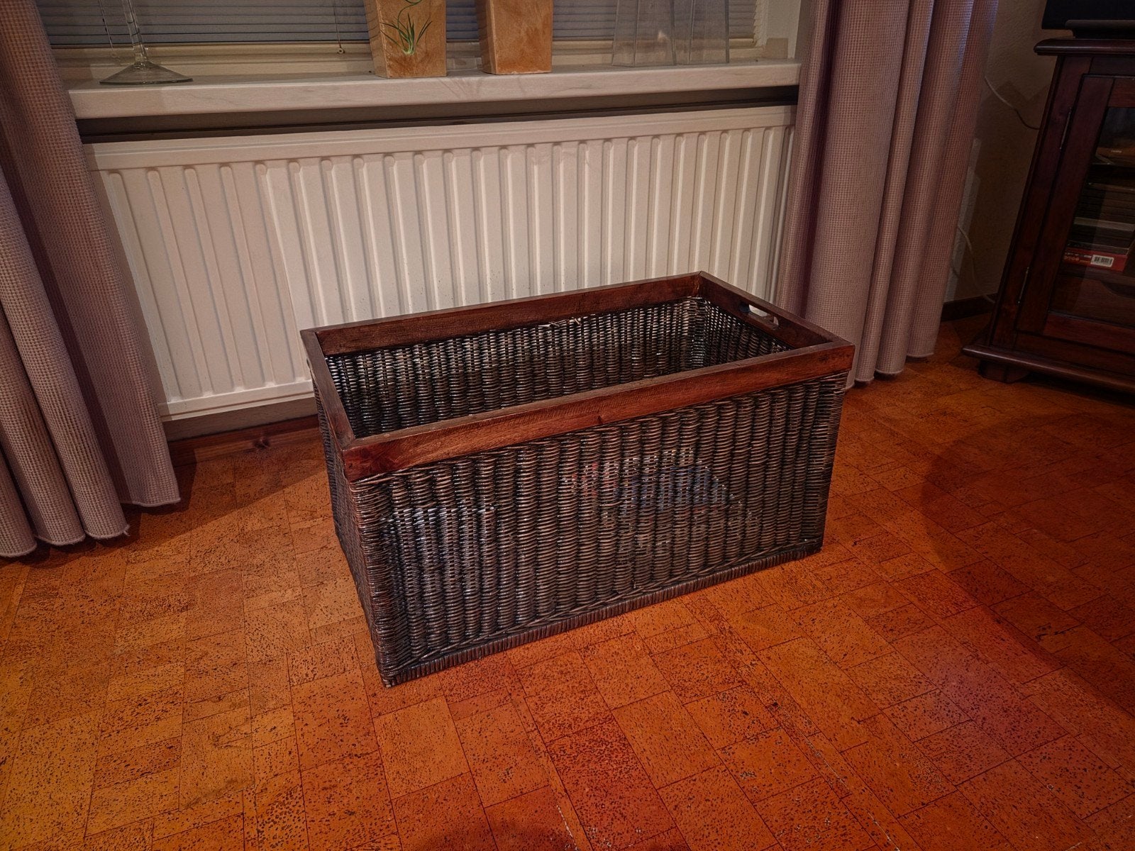 Gevlochten opbergmand met houten rand, Ophalen, 50 tot 100 cm, Minder dan 50 cm