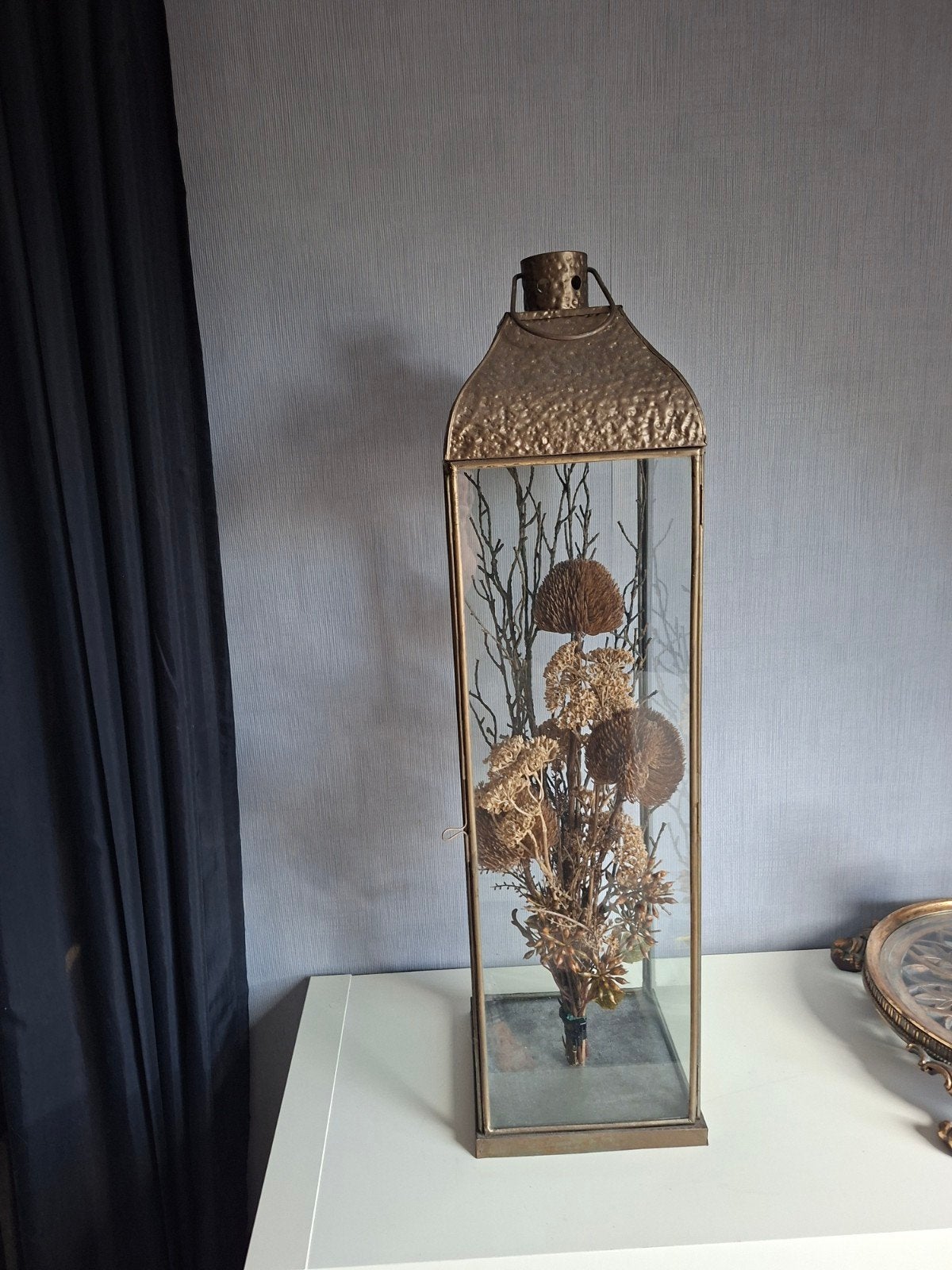 Bronzen lantaarn 20x20x76 cm, Ophalen, Gebruikt, Overige stijlen, Goud