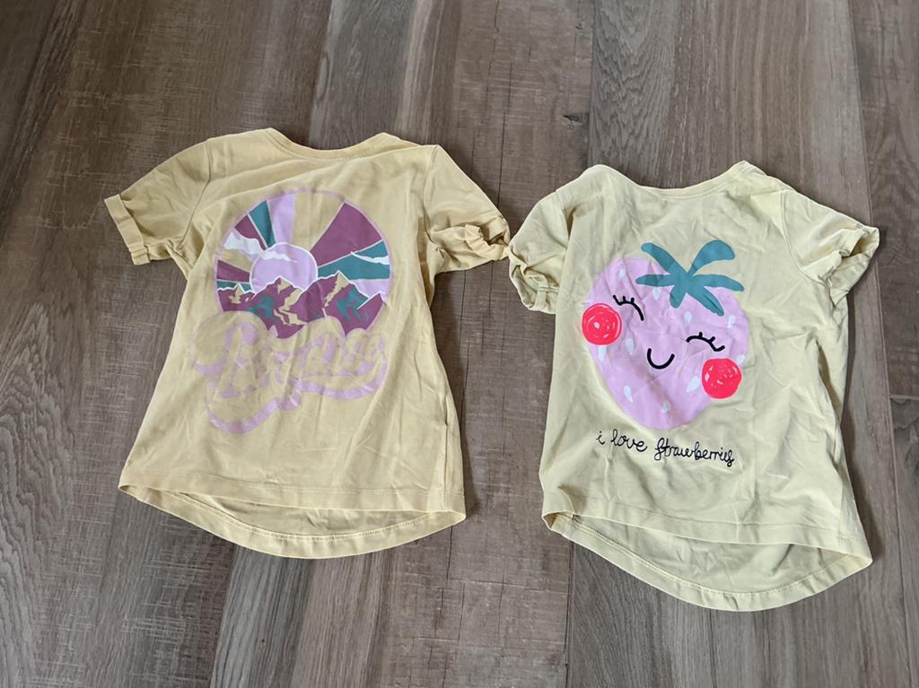 2 leuke T-shirts voor meisjes, maat 110/116, Ophalen of Verzenden, Gebruikt, Meisje