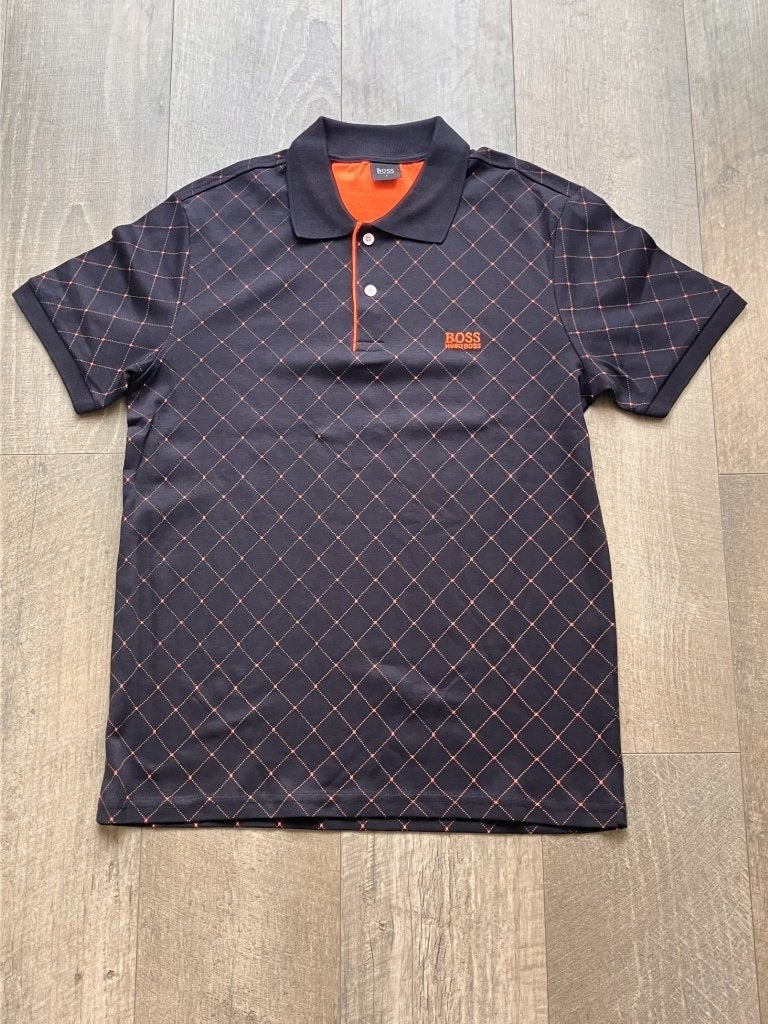 Zwart-oranje geruite polo 100% katoen maat L, Kleding | Heren, Ophalen of Verzenden, Nieuw, Maat 52/54 (L), Zwart