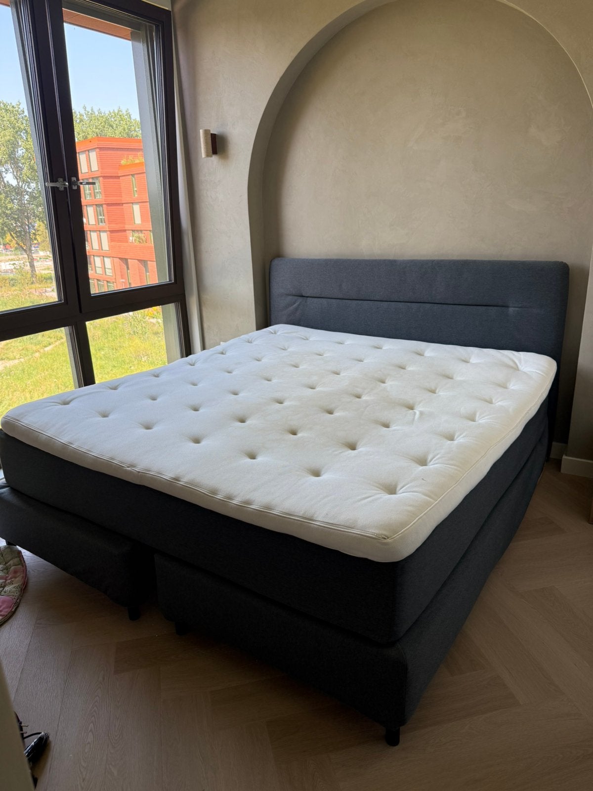 Ikea FINNSNES Boxspring 180x200 compleet met matras topper, Ophalen, Zo goed als nieuw, Tweepersoons, 180 cm
