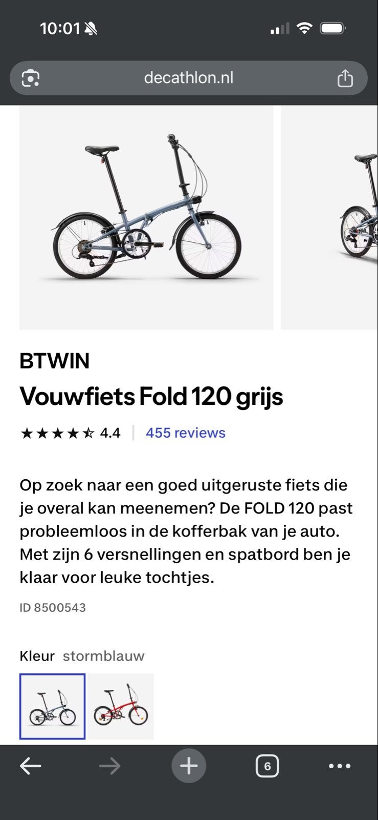 Btwin Vouwfiets Fold 120 Grijs - Compact en Handig, 20 inch of meer, Gebruikt, Velgrem, Versnellingen