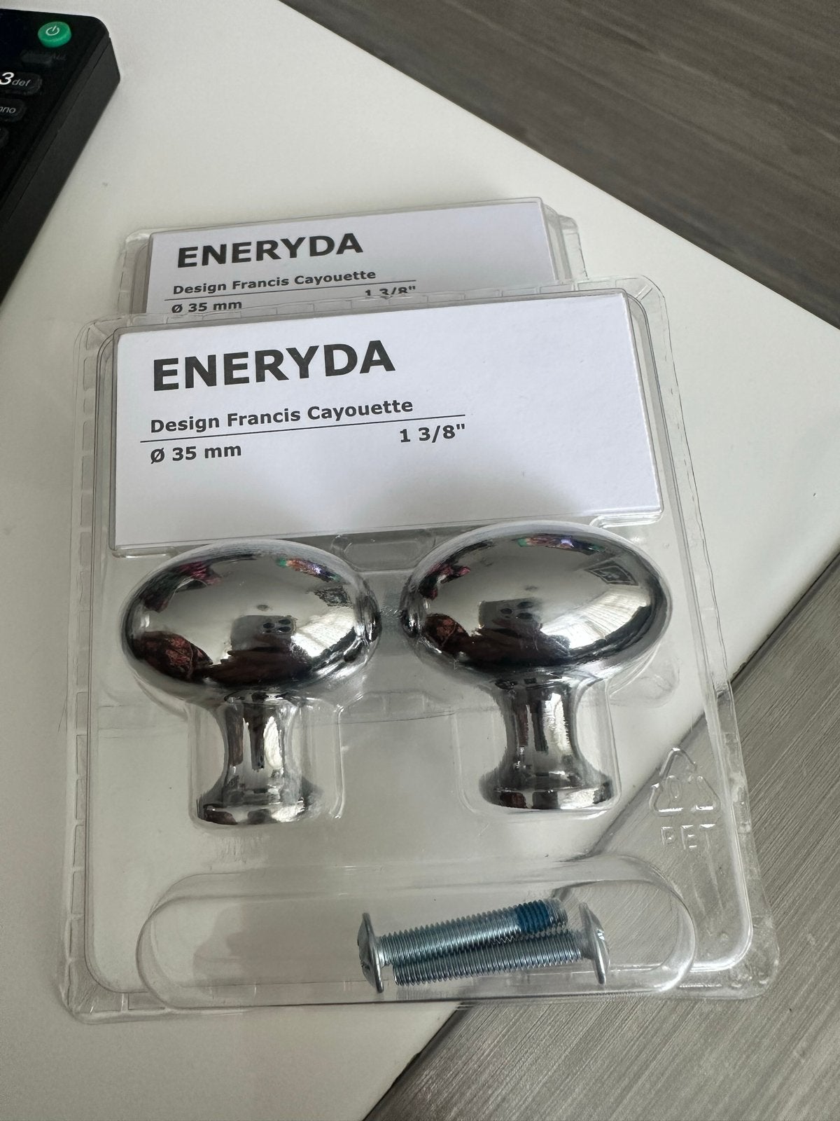 IKEA ENERYDA Deurknoppen - Chroom, Ø 35 mm, Ophalen of Verzenden, Nieuw, Chroom, Klink of Kruk