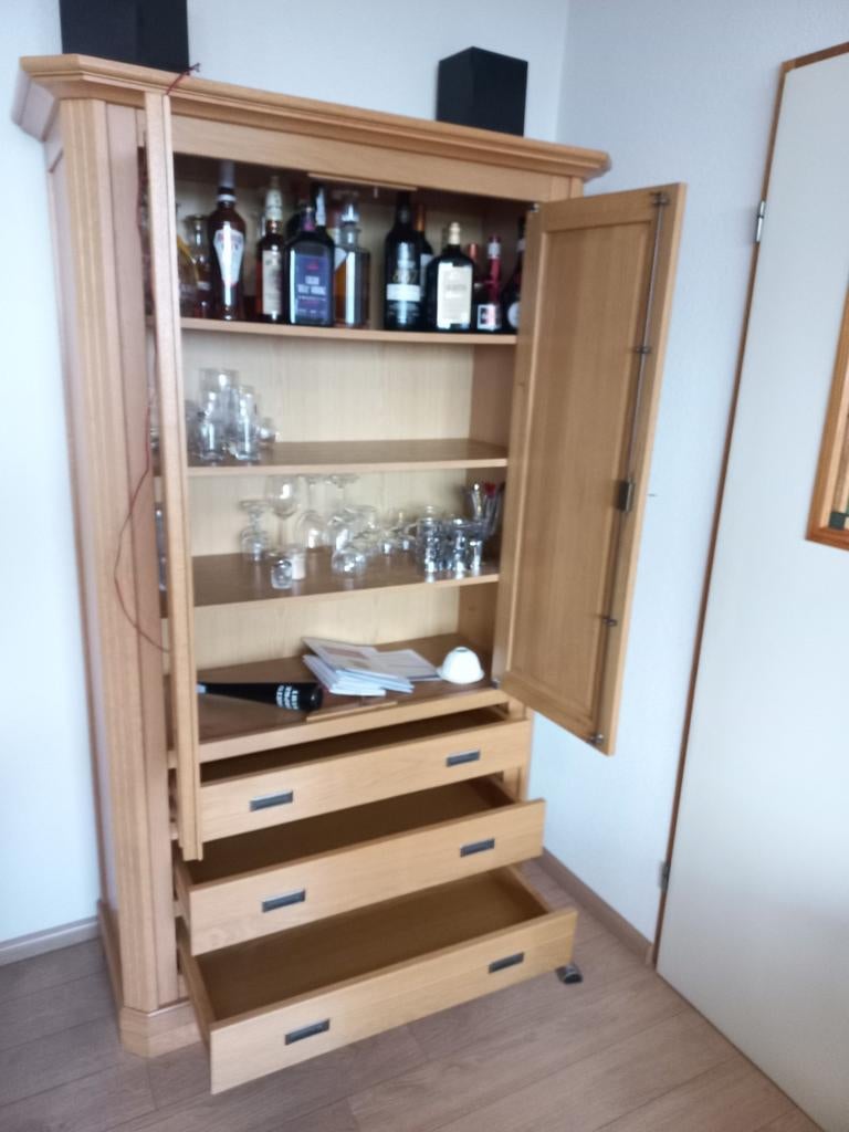Blank eiken kast met lades - 190x115x43 cm, Ophalen, Gebruikt