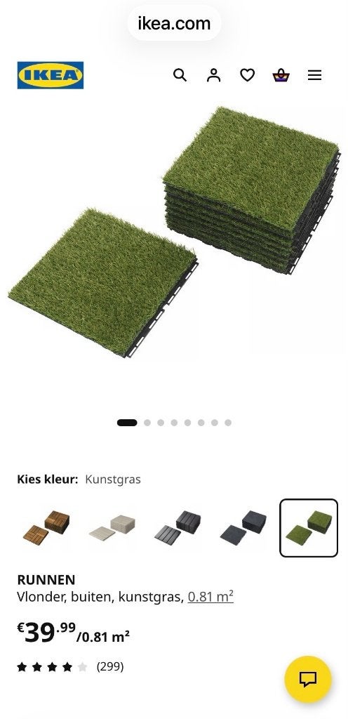 IKEA Runnen 4 pakken vlonder grastegel, Ophalen, Zo goed als nieuw, Kunststof