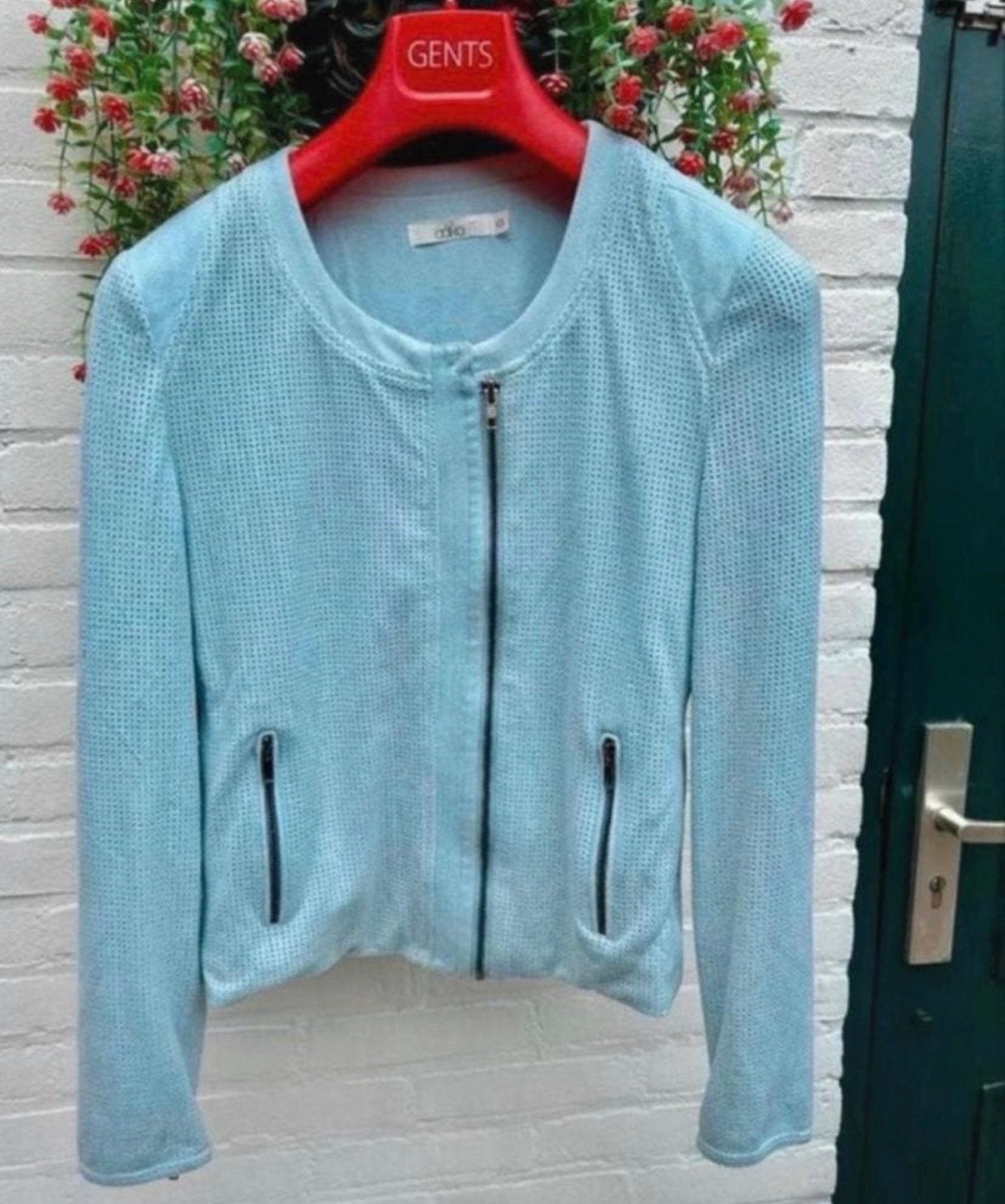 AAIKO jasje suède look lichtblauw XS (34), Ophalen of Verzenden, Gedragen, Maat 34 (XS) of kleiner, Blauw