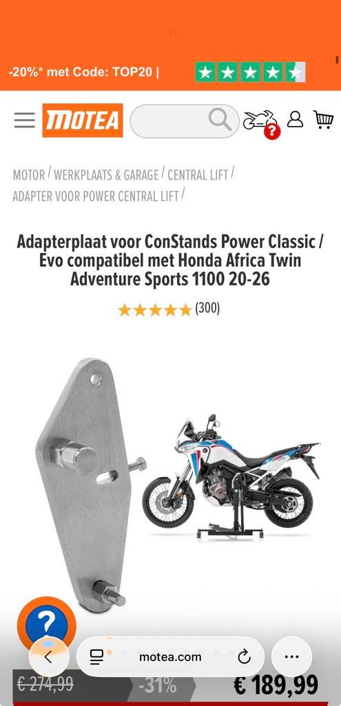 Adapterplaat motorlift/motor stand Honda CRF 1100 ATAS 20-26, Motoren, Ophalen of Verzenden, Gebruikt