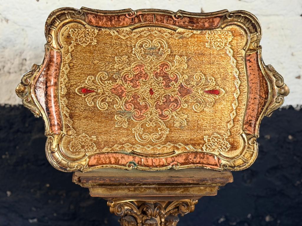Vintage Florentijns Venetiaans Italiaans dienblad goud rood, Ophalen of Verzenden
