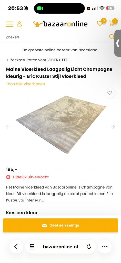 Groot tapijt champagne 200x300, Ophalen, 200 cm of meer, Zo goed als nieuw, 200 cm of meer