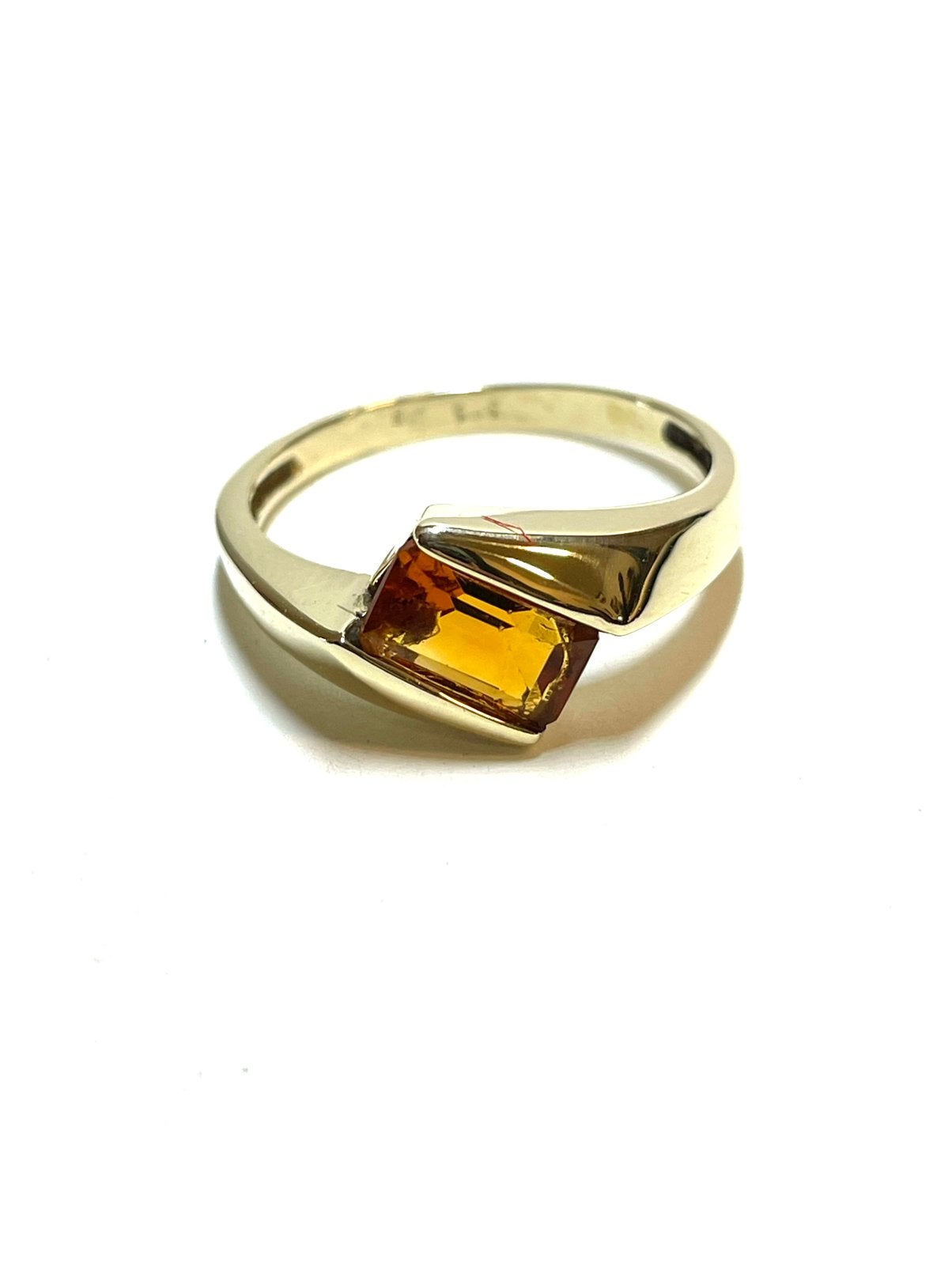 14k gouden ring met een citrien, Sieraden, Tassen en Uiterlijk, Ringen, 18 tot 19, -, -, Ophalen of Verzenden