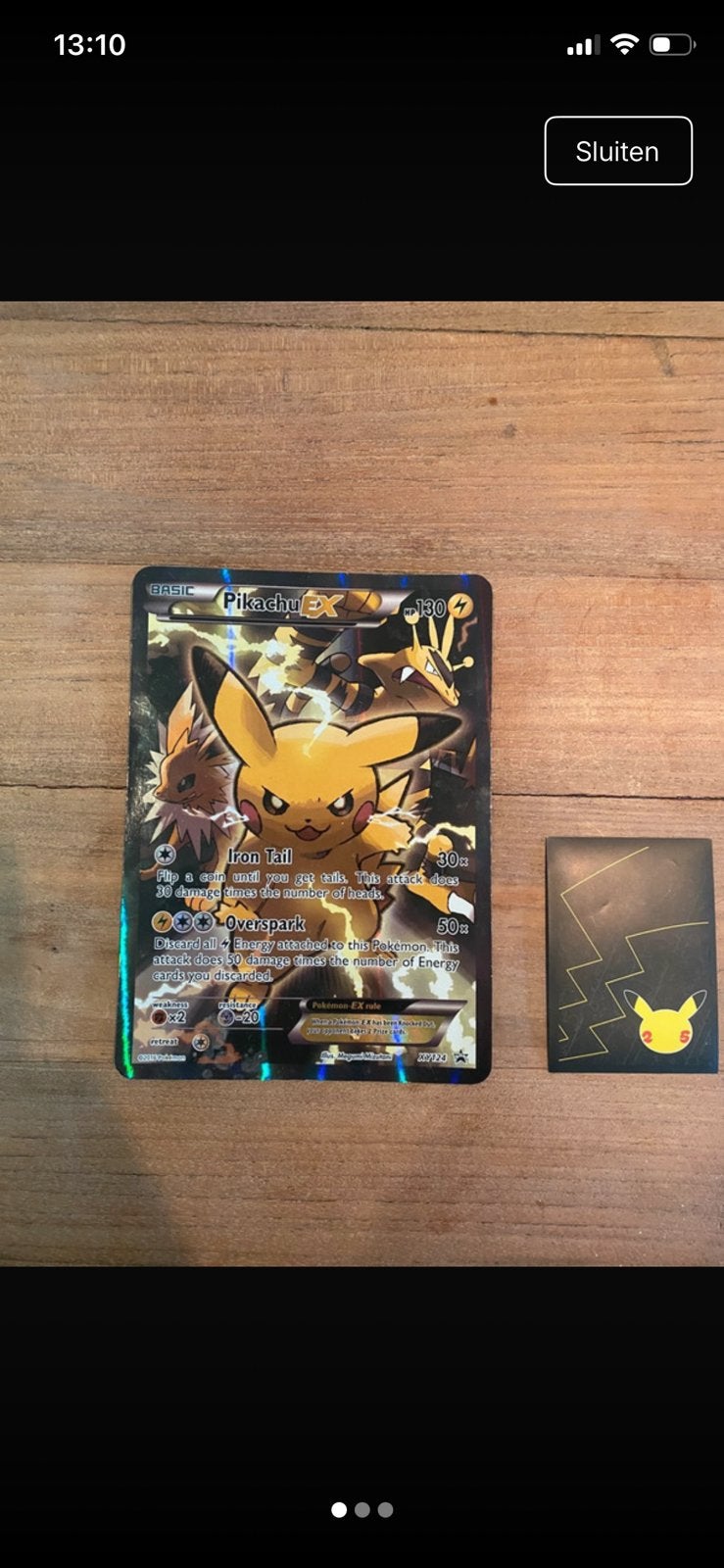 Pikachu EX XY124 JUMBO kaart, Ophalen of Verzenden, Gebruikt