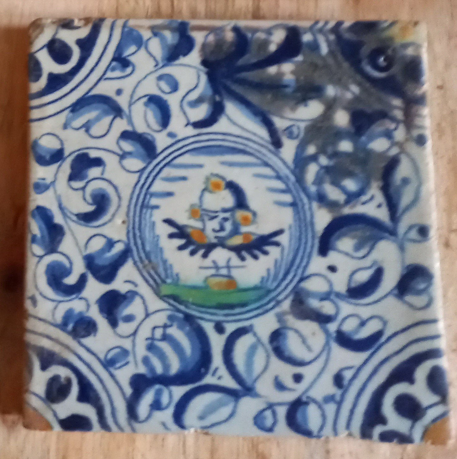 17e eeuwse tegel cherubkopje, Antiek en Kunst, Ophalen of Verzenden