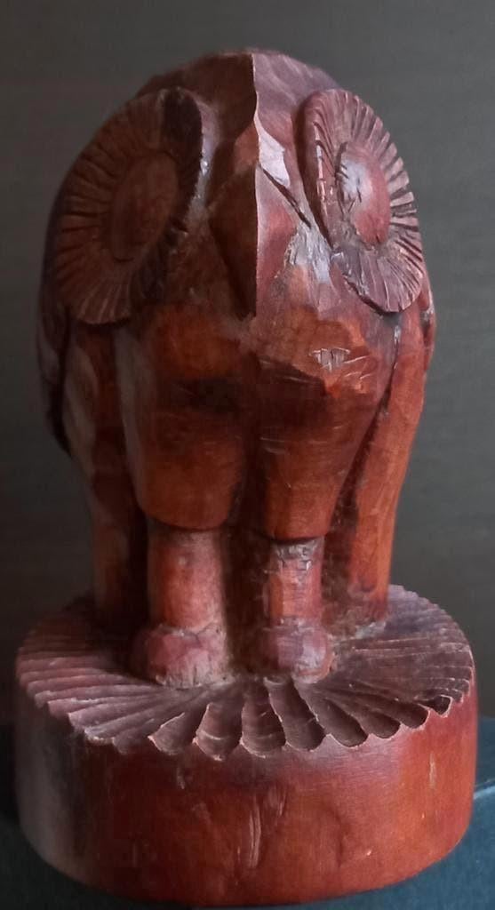 Art deco france houten uil houten beeld gesigneerd, Ophalen of Verzenden