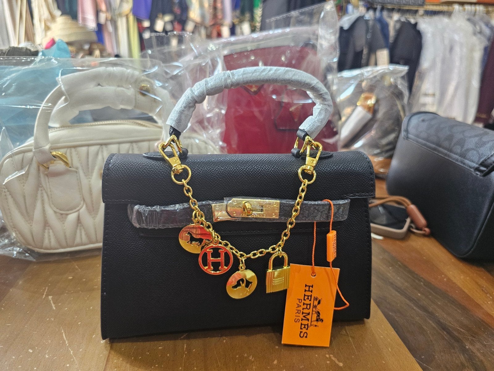 Hermes Mini Kelly tas - zwart  Nieuw met doos en accessoires, Ophalen of Verzenden, Nieuw, Zwart, Handtas