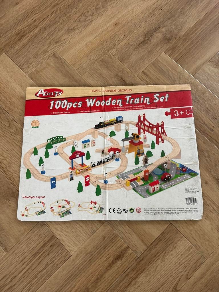 Houten trein set 100 stukjes, Ophalen, Zo goed als nieuw, Overige typen