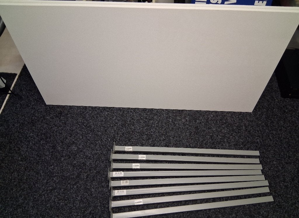 2 st. Tafelblad wit met grijze poten 120x60, Ophalen, Gebruikt, Overige materialen, 100 tot 150 cm