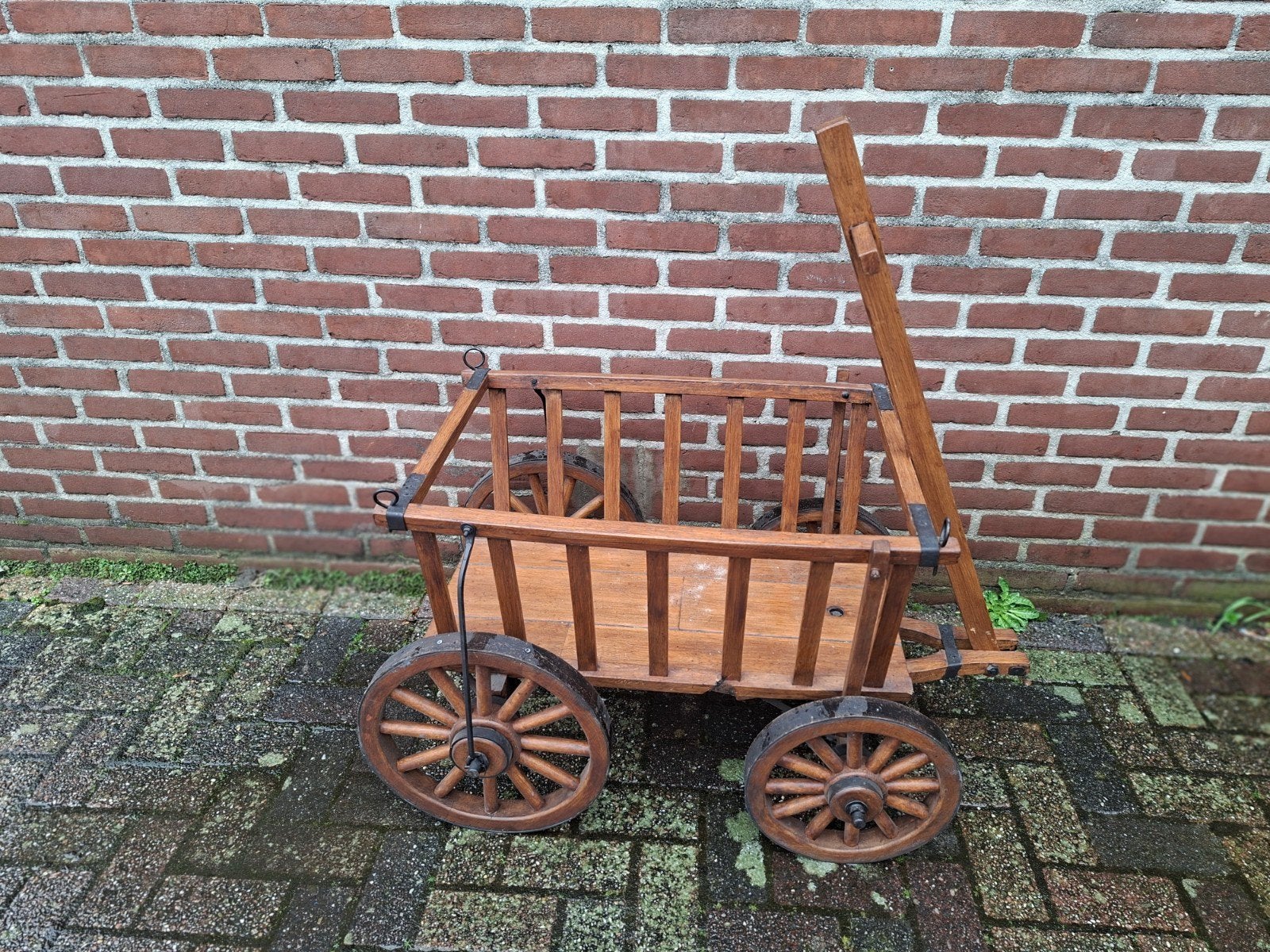 Decoratieve houten kar met wielen, Antiek en Kunst, Ophalen
