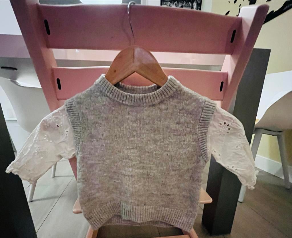 Zara gebreide trui met kanten mouwen voor baby's, Ophalen of Verzenden, Zo goed als nieuw, Meisje