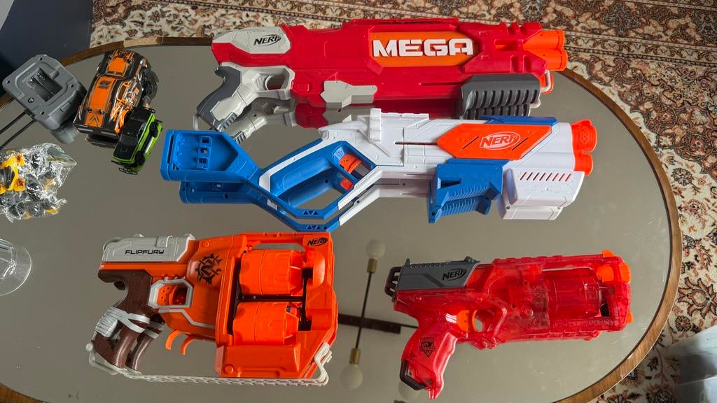 4 Nerf blasters gebruikt - samen voor 15 euro, Ophalen of Verzenden, Gebruikt