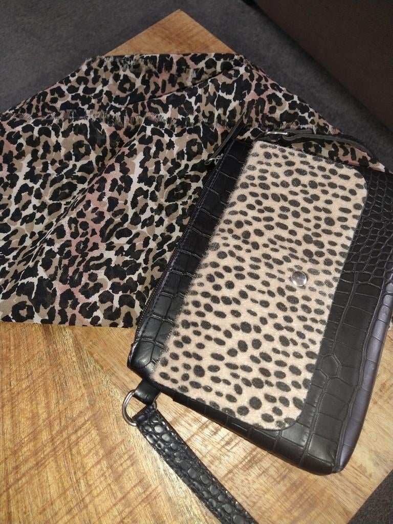 Schouder tasje .+shawl  I.pr st ., Sieraden, Tassen en Uiterlijk, Portemonnees, Ophalen of Verzenden, Zo goed als nieuw, Zwart