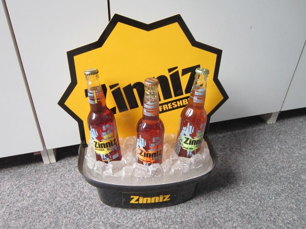 GROLSCH ZINNIZ BIER LICHTRECLAME, Verzamelen, Biermerken, Ophalen, Zo goed als nieuw, Overige typen, Grolsch