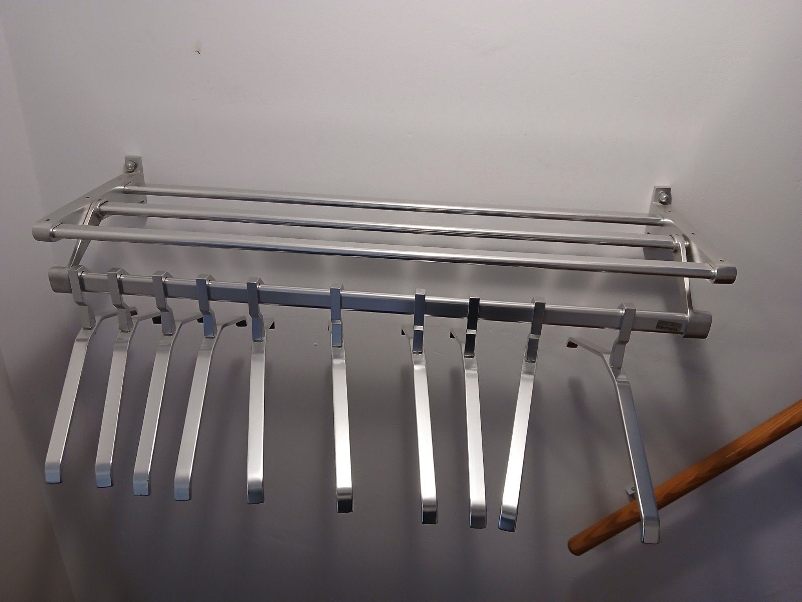 Hermeta wandkapstok 90 cm breed met 10 hangers, Gebruikt, Minder dan 100 cm, Metaal, Ophalen