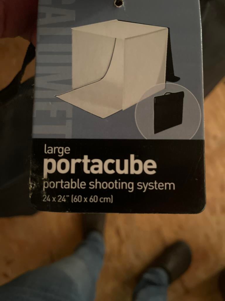 Fotografie spullen: Portacube,  statieven, grote producttent, Ophalen, Gebruikt, Achtergrond