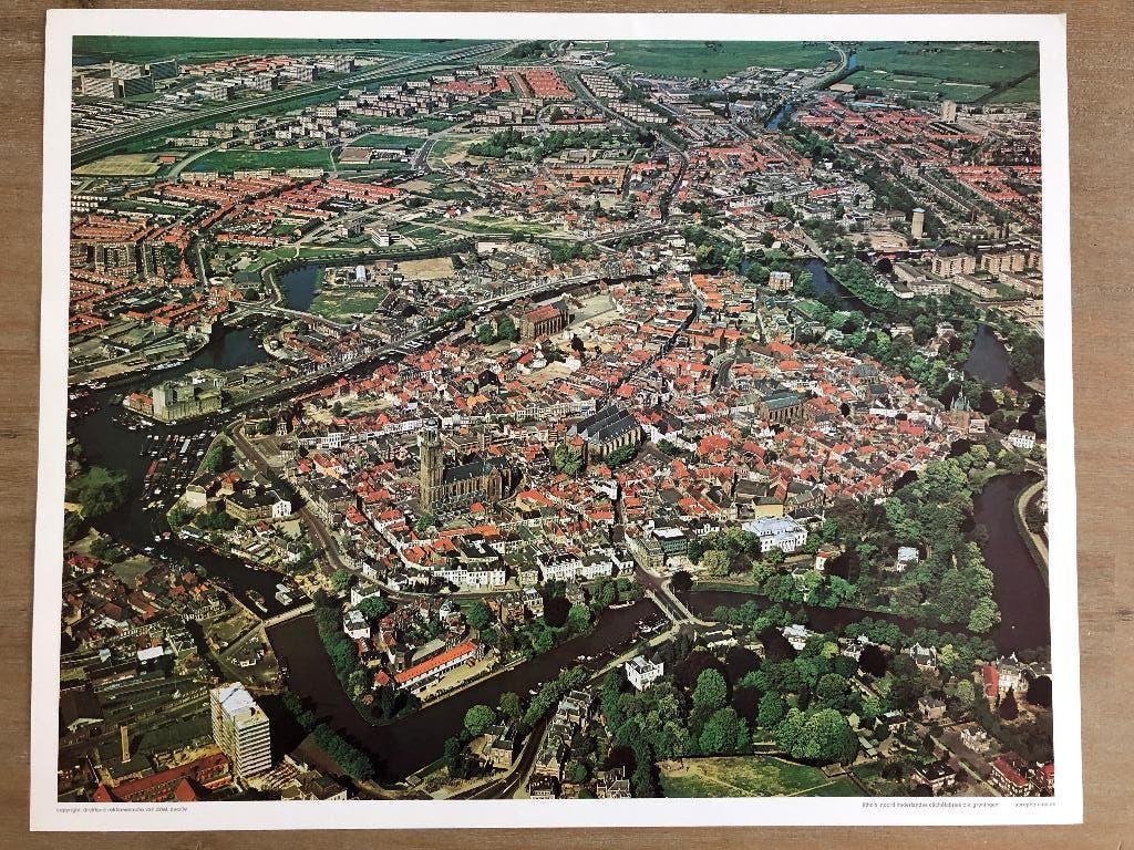 Luchtfoto van de stad Zwolle uit 1965 (poster), Ophalen of Verzenden, Nieuw