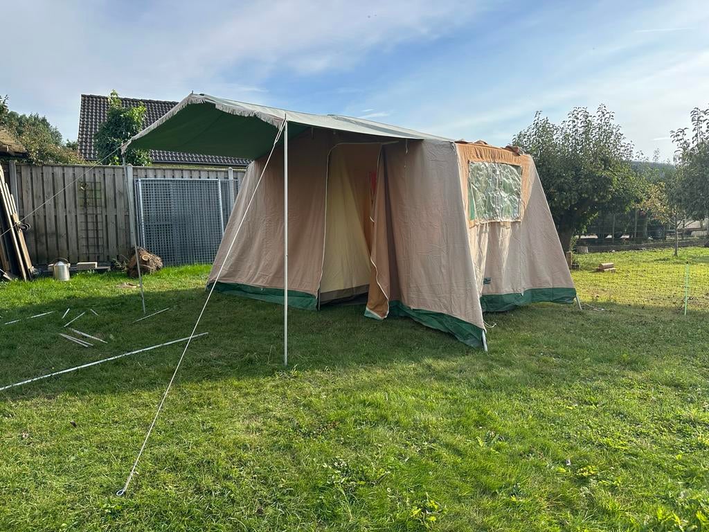 Vintage Katoenen 2-persoons Tent met Stalen Frame, Ophalen, Gebruikt, Tot en met 2