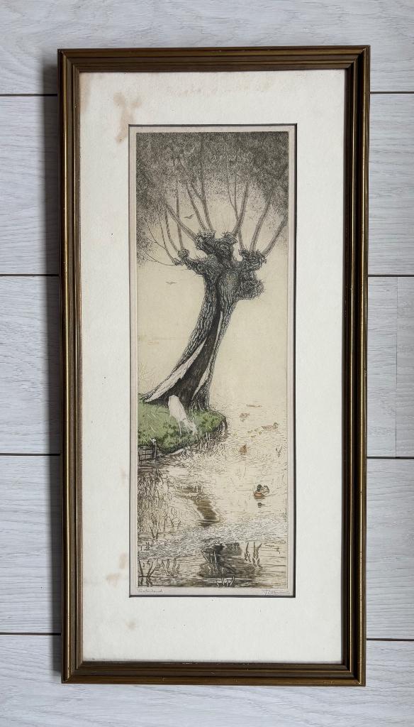 Ets van Tjeerd Bottema van een geit, Ophalen of Verzenden, Flora en Fauna, Ets