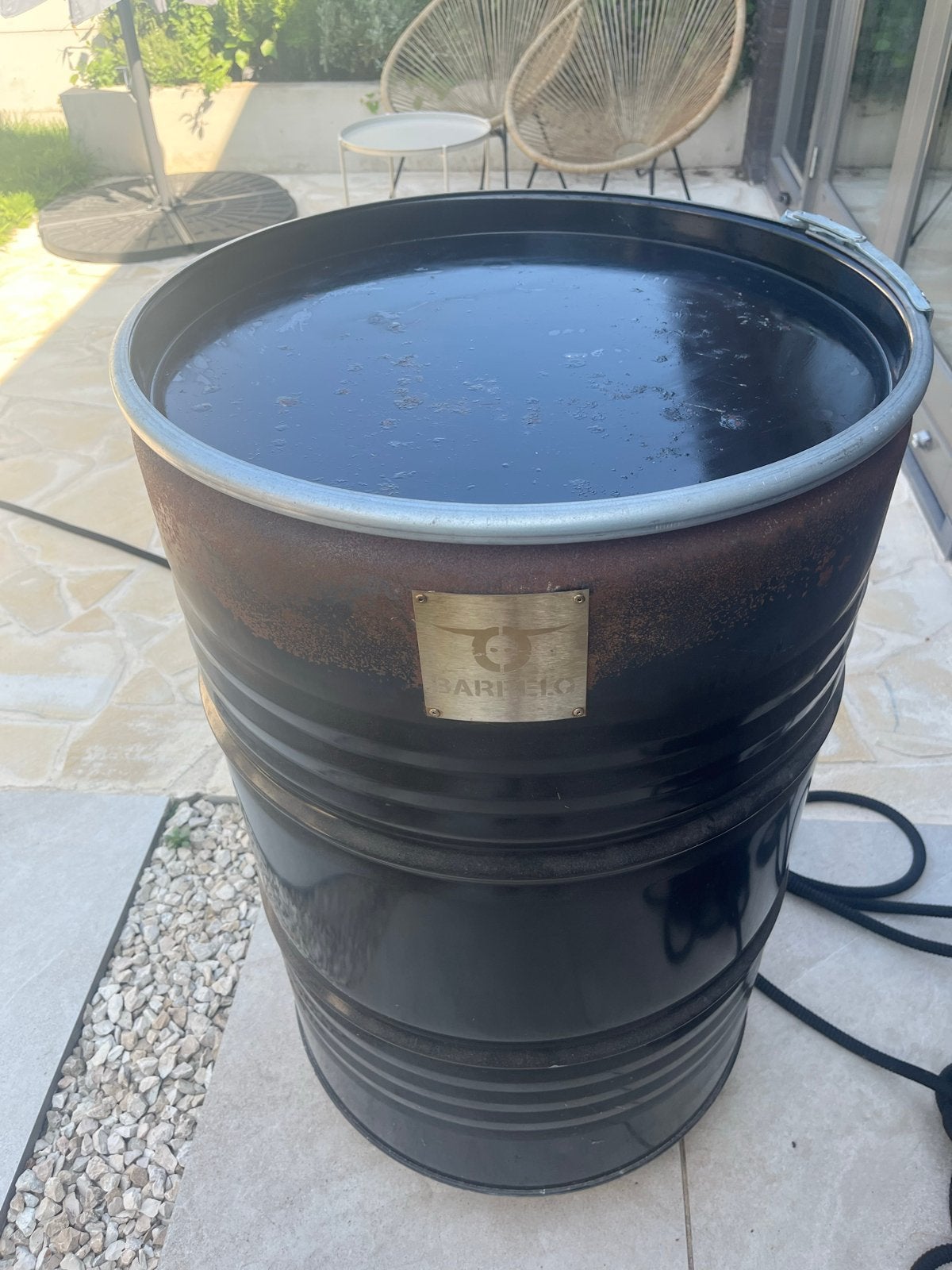 BarrelQ BBQ - Barrel Barbecue, Tuin en Terras, Houtskoolbarbecues, Ophalen, Gebruikt