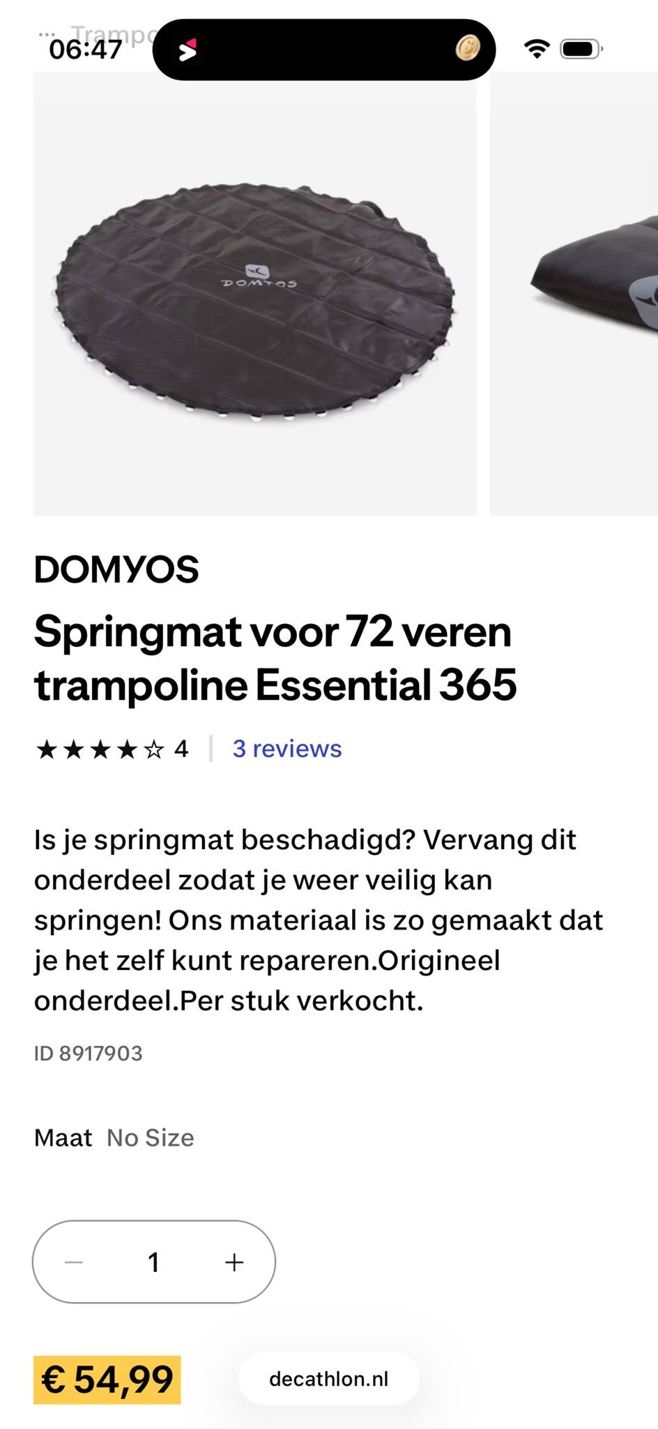 DOMYOS Springmat voor 72 veren trampoline Essential 365, Ophalen, Nieuw