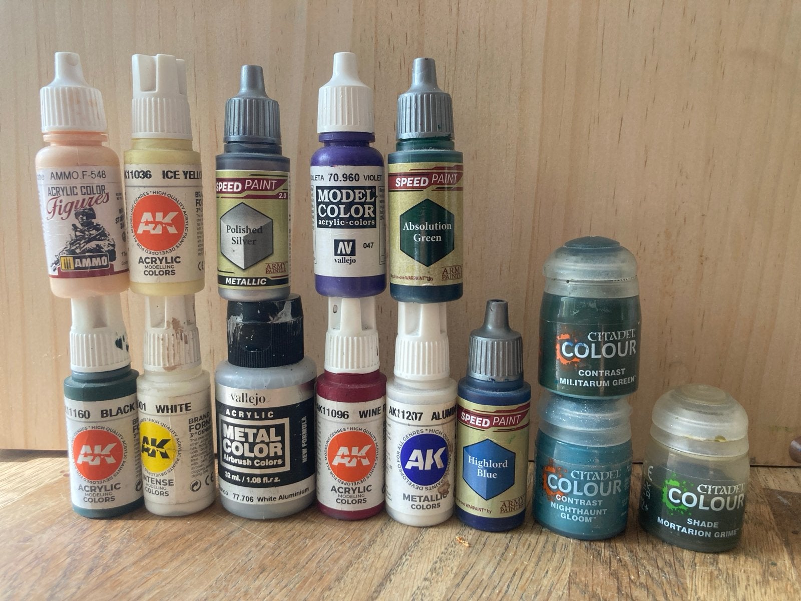 14 potjes diverse modelbouwverf (deels out of production), Ophalen of Verzenden, Gebruikt