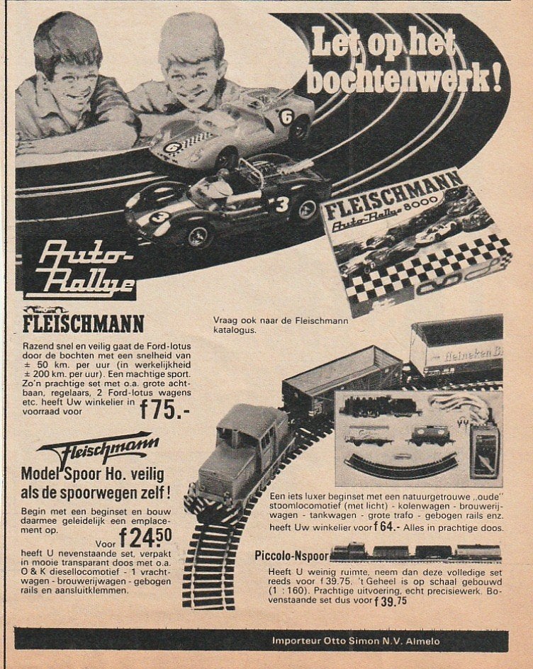 Retro reclame 1970 Fleischmann racebaan & modelrrein, Verzenden, Overige typen