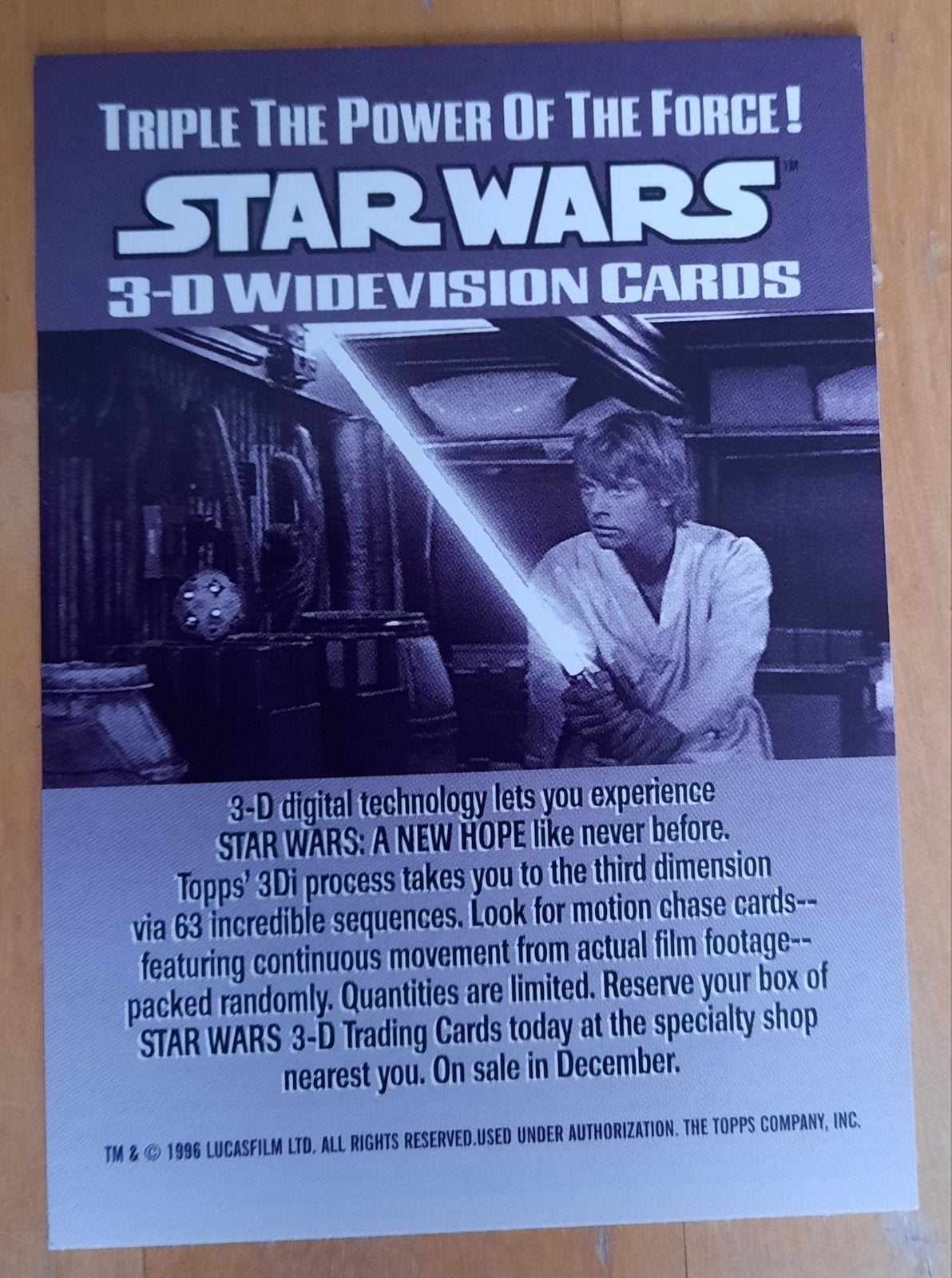 Zeldzame Star Wars 3-D Widevision Card promotie, Ophalen of Verzenden