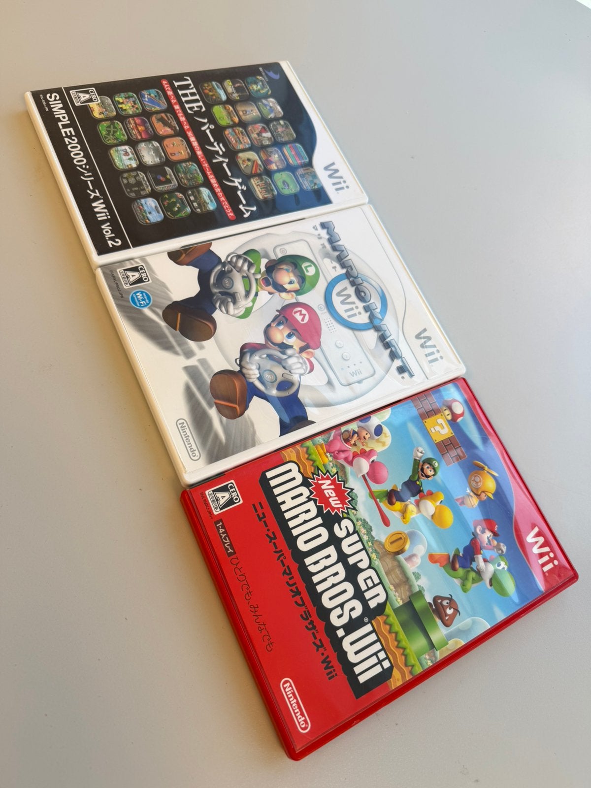 3 Japanse Nintendo Wii Games Mario Kart Mario Bros JPN Japan, 1 speler, Ophalen of Verzenden, Zo goed als nieuw, H