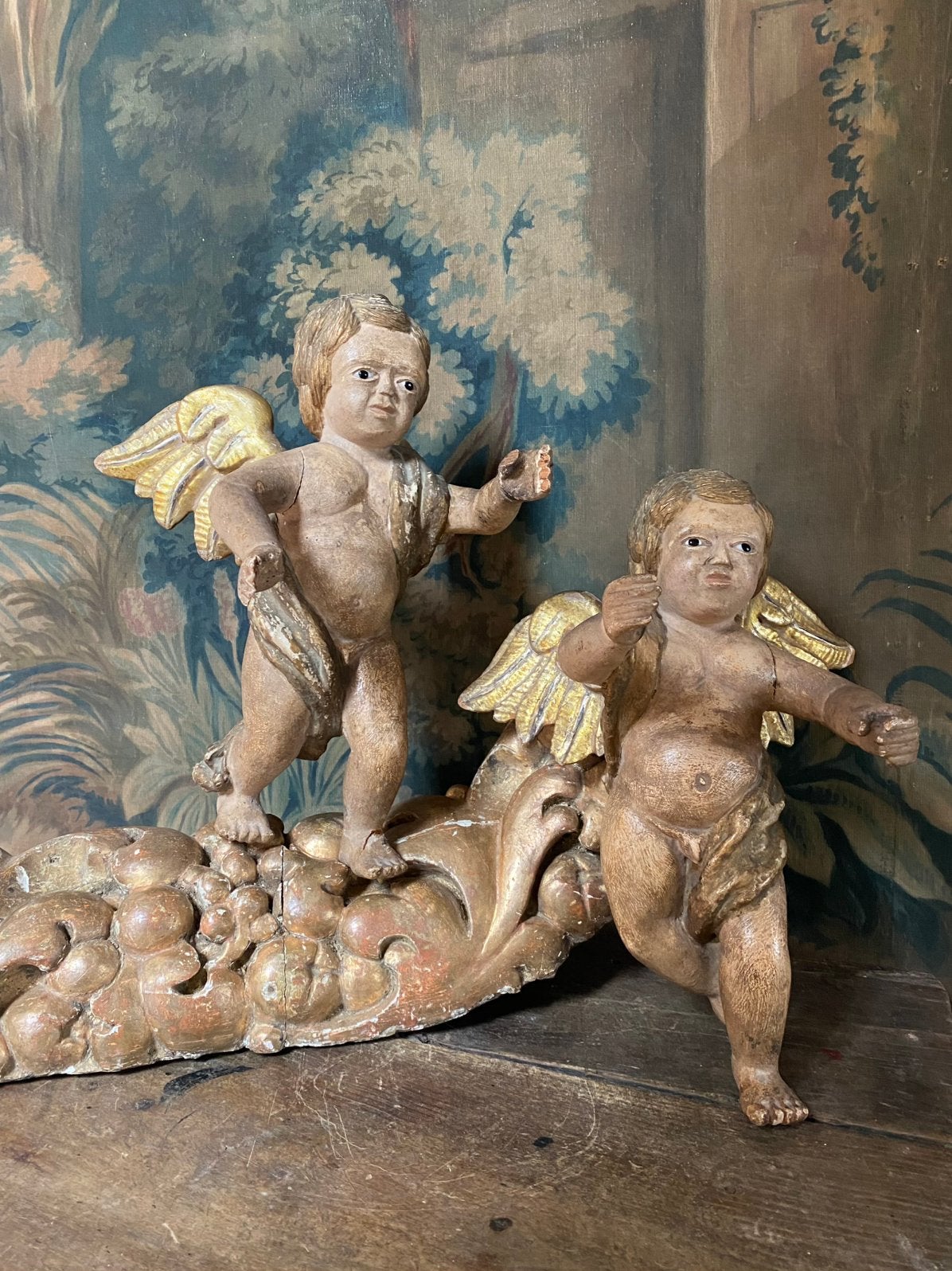 18e eeuws antiek houten engel, engelen, Ophalen of Verzenden