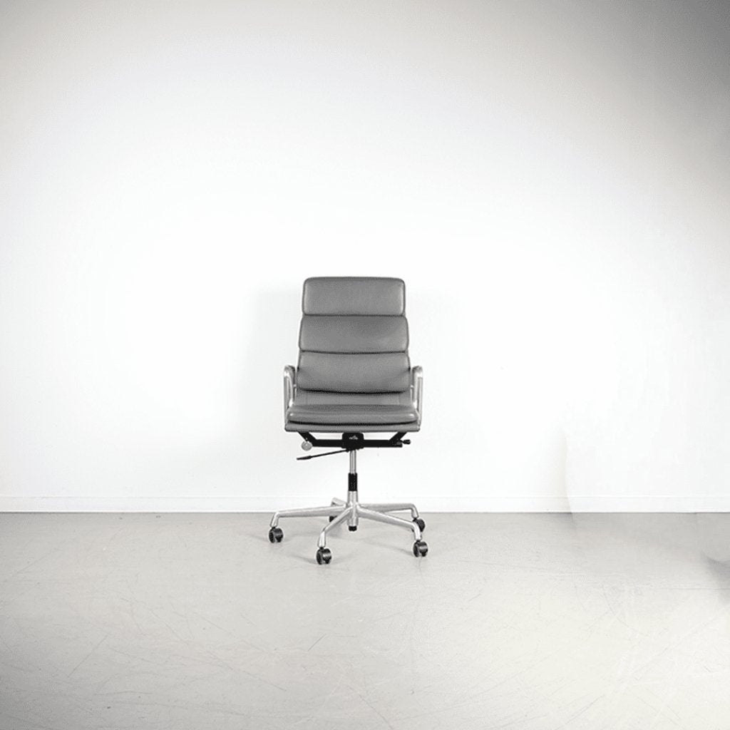 Vitra Eames EA 219 Bureaustoel Grijs Leer – Aluminium, Niet ingevuld, Zo goed als nieuw, Niet ingevuld, Niet ingevuld
