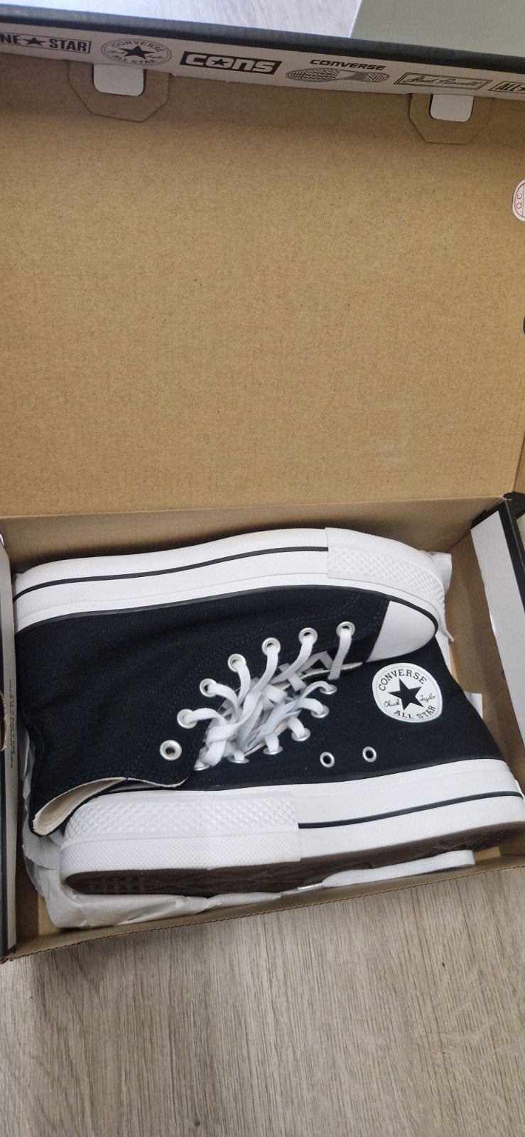 Nieuwe Converse All Star CTAS Lift Hi Black White 38, Zwart, Nieuw, Converse, Ophalen of Verzenden