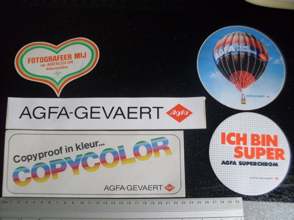 5x sticker agfa-gevaert logo color kleurenfilm copycolor, Verzenden, Zo goed als nieuw, Merk